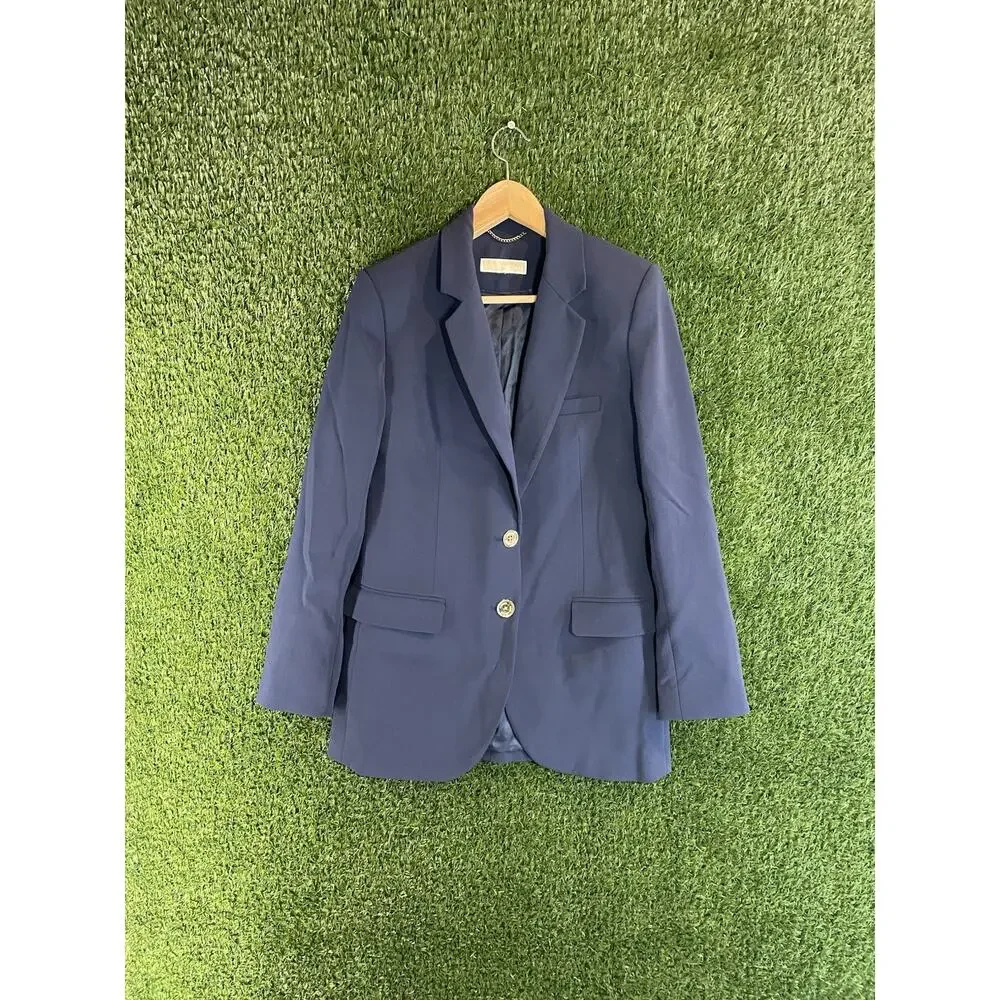 Michael Kors Women’s Navy Blue Blazer Suit Jacket Size M Gold Buttons